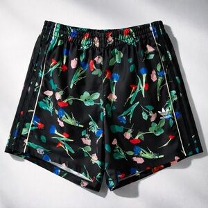 Adidas Floral Drawstring Shorts, black/Multicolor, 3 stripes, S, EUC